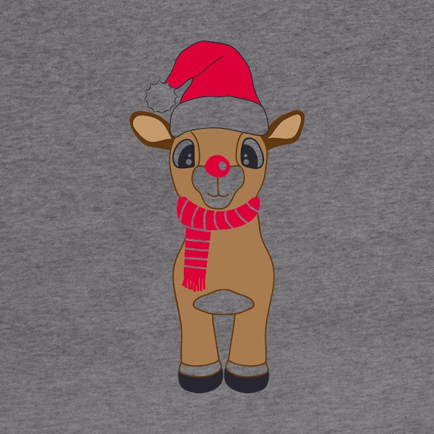 Cute reindeer with Xmas hat by hippyhappy